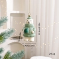 Polar bear Christmas ornament in sage green knit sweater with size dimensions - Green Sweater Bear