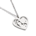 Ciondolo a cuore argento con silhouette madre e figlio su catena a maglia O - Color Acciaio (KN226373-Z)