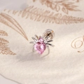 Pink heart zircon spider cartilage earring with silver screw back stud for women and men - Pink (Single Piece)