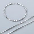 Minimalist silver stainless steel square box chain bracelet with lobster clasp closure - 2.3mm / Bracelet 19CM / Silver / Japanese Buckle