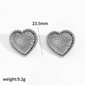 Detail view of heart-shaped gold earrings with 23.5mm size and 9.2g weight specs - Gun Black Textured Heart Style (TE60426-S)