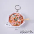 Miniature noodle bowl keychain in white hexagonal dish with chopsticks charm - Chili Oil Cold Skin Noodles - Octagonal Bowl - With Keychain