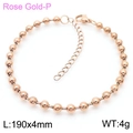 Bracciale minimalista con perline cave in oro rosa e chiusura a moschettone regolabile - 190x4mm / Oro rosa