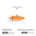 Ciondolo scarpa da calcio in acciaio inossidabile oro e arancio impermeabile - Ciondolo Scarpetta da Calcio Arancio Oro in Acciaio Inossidabile (PJ92676B)