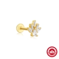 Elegant gold-plated S925 silver crown stud earring with sparkling cubic zirconia stones - Gold #3 (Pear Cut Zirconia)