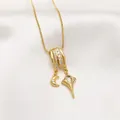 18K gold plated necklace with zircon crescent moon and sparkling star pendant detail - Star and Moon Charm