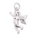 Silver cupid angel pendant with micro-set cubic zirconia for DIY jewelry making - Angel / White Gold