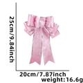 Pink glitter Christmas bow decoration with silver edge, size 25x20cm for tree ornaments - 25cm Pink Bow Tie