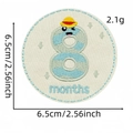 Detail view of 6.5cm round 8 months baby milestone embroidery patch with size labels - 8 Months (8#)