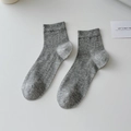 Classic ribbed cotton blend crew socks in heather grey with an elastic minimalist design - One Size / Light Gray