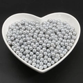Round light grey ABS imitation pearls in a white heart-shaped ceramic tray - Gray