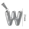 Silver 21mm mini bubble letter W pendant in polished stainless steel for DIY jewelry - Letter W / Steel