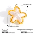 Starfish shaped 18k gold plated stainless steel pendant with white pearly resin inlay - Starfish Pendant PJ93197