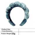Deep blue velvet padded headband with high-top cloud puff design for hair styling - 30-velvet Blue-green Gradient Headband