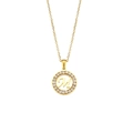 Goldene Edelstahlkette mit hohlem Buchstaben M Anhänger und funkelndem Zirkonia-Halo - Buchstabe M Stil (M)