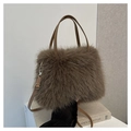 Chic brown faux fur crossbody bag with leather straps and elegant gold hardware - With Leather Strap / Coffee