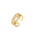 Golden multi-layer open ring with evil eye design and white zircon stones in metallic style - Multi-layer Overlapping Zirconia Style