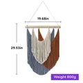 Arazzo bohémien tessuto a mano in blu, crema e rosso ruggine con supporto in legno - 50cm x 75cm / Serie Caffè