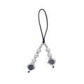Silver beaded keychain with metal dice charms for bags and phones on white background - Silver Metal Dice (SZ-A240059A)