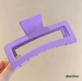 Detail view of 13cm matte purple square hair claw clip for thick hair held by hand - 13CM Rectangular / Purple / No Packaging
