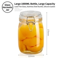 Tarro hermético 1000ml de vidrio sin plomo con hebilla de acero y junta de silicona - Pieza Única / 1000ml