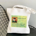 White canvas tote bag featuring Vincent van Gogh self-portrait print for daily use - Self-Portrait (STD525-E)