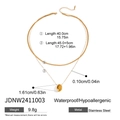Spécifications détaillées des dimensions du collier étagé en acier inoxydable doré - Style Collier à Couches avec Pendentif Concave Rond (JDNW2411003) / Or