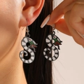 Gothic Beetlejuice zwart-wit gestreepte zandworm oorbellen voor hippe dames - Gestreepte slangenoorbellen (1 paar) (DZ-1034)