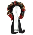 Large satin sleep bonnet with adjustable black ties featuring a leopard and chain pattern - Red Chain