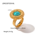 Goldener Hammerschlag-Ring mit Türkis-Stein inklusive Maß- und Gewichtsangaben - Türkisblau (JDR2307039-BL)