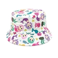 Dettagli di stampe colorate con sirene e polpi su un cappello a secchiello in cotone - Circonferenza della testa 52CM--54CM / Bianco