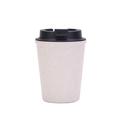 Tazza da caffè portatile in paglia di grano beige con coperchio nero e texture - Bianco
