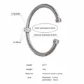 Silver twisted cable titanium steel bangle with sparkling crystal inlay for women - Z271-Center Pave Crystal Ring Bracelet / Steel