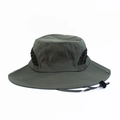 Detail of dark olive quick-dry sun hat with mesh vents and adjustable wind cord - 58cm One Size / Army Green