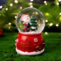 Aimant boule à neige Père Noël avec socle renne rouge pour décoration de Noël - 2137 Tenant l'arbre / Moyen 80# LED Lumière+Musique