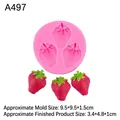 Rosa Silikonform für drei realistische Erdbeeren zur kreativen Tortendekoration - 1# (3-Hohlraum Große Erdbeere) - A497 / Rosa