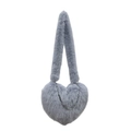 Sac bandoulière cœur en peluche gris clair avec chaîne décorative en métal argenté - Bleu Brume
