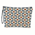 Beauty case con motivi geometrici floreali blu e beige e cinturino da polso nero - Stile radiale geometrico blu giallo (xy-017-01) / Con Cinturino