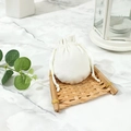 Sacchetto spesso in velluto beige con coulisse per gioielli su marmo - 7*9cm / Bianco