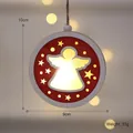 Luminous wooden Christmas angel hanging ornament with warm LED light, 10cm diameter - Red Angel