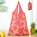 Foldable floral print polyester shopping bag in red with matching storage pouch - 16kg / 38*58cm / Red Floral (XC-15)