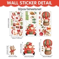 92-teiliges Weihnachts-Wandtattoo-Set mit Weihnachtsmann, Rentier und festlichem Zug - Weihnachtsmann Auto Heißluftballon (UV24Y12655T_R)