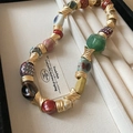 Collana vintage di perline di ceramica colorate con distanziali dorati in cofanetto - Colorato