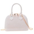 Schicke weiße Handtasche mit Perlenstruktur und goldener Kette für Damen und Kinder - Weiß