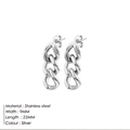 Silberne Punk Edelstahl Ohrringe mit kubanischem Kettenglied Design für Damen, 25mm - Stahlfarben