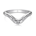 S925 sterling silver V-shape wishbone ring with five star-set sparkling zircons - Silver/White Zirconia (V-Shape Row)