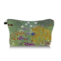 Detailed side view of trapezoid makeup bag with vibrant impressionist floral oil painting - Impressionist Flower Painting (jiayinghzb029)