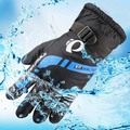 Waterdichte winterhandschoenen voor heren in zwart en blauw met verstelbare bandjes - Eén maat / US Blauw