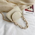 Mini jelly beige crossbody bag with acrylic chunky chain and gold link strap - White