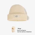 Beige knitted balaclava with Sport label, convertible winter neck warmer and hat - Beige (Single Hat)